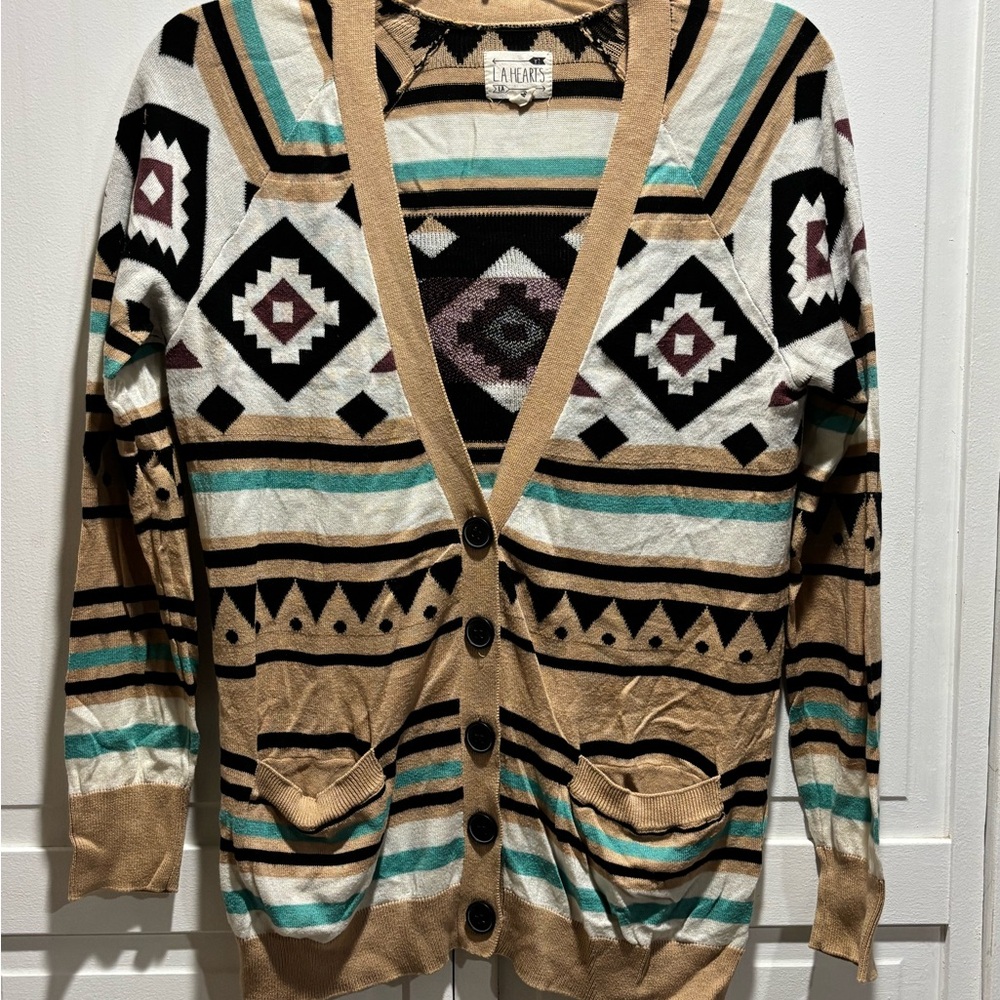 LA Hearts Geometric Patterned‎ Cardigan